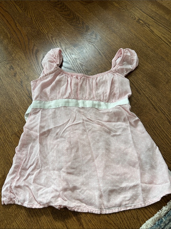 Hollister Tops - Hollister Pale Pink Dot Babydoll Top with White Waist Band